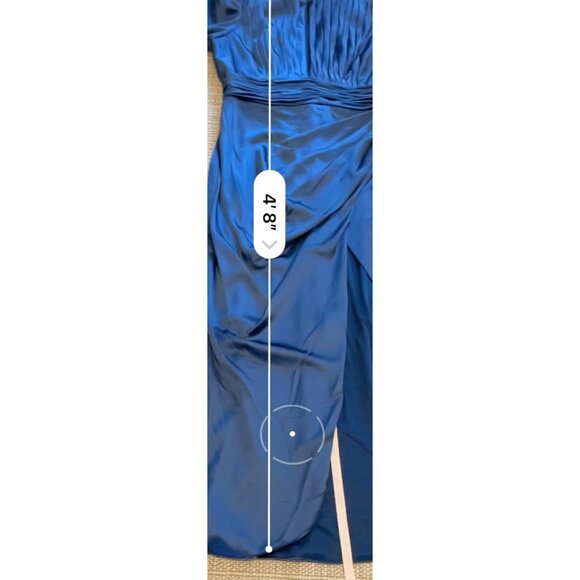 IEENA FOR MAC DUGGAL Blue Puff Sleeve Pleated Bodice Draped Gown Size 12 - Picture 9 of 12